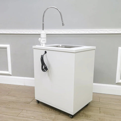 Portable Mobile Hand Wash Station With Hot Water And Temperature Control Self Contained Sink Unit 24x18x39 Inches 110V Power