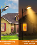 Ultra Bright Solar Street Lights Outdoor 180 LED Chips with Motion Sensor and Dusk to Dawn 3000K Warm White in yard