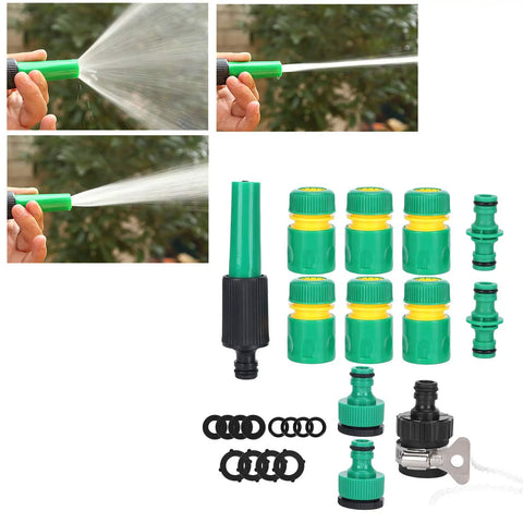 Heavy Duty 24 Pcs Hose Connector Fitting Set With G1/2 Quick Connect Garden Hose Repair Kit, ABS Water Pipe Joints And Couplings For Irrigation Car Washing And Pet Bathing That Is Totally Sick. ABS hose connector set with nozzle and fittings