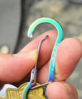 2 Pack Stainless Steel Carabiner Clip Keychain With Spring Snap Hook Rainbow Titanium Finish Lightweight And Durable For Dog Leash And Key Ring Easy Clip Access Everyday Carry Must Have held in hand