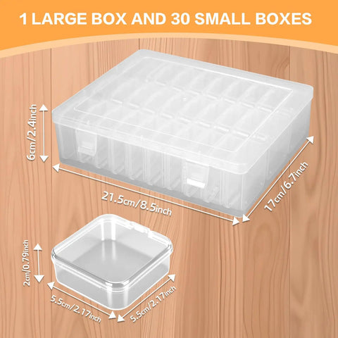 Large Bead Organizer Box With Thirty One Mini Clear Storage Compartments Hinged Lid Craft Box dimensions diagram