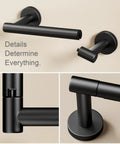 Stainless Steel No-Slip Pivoting Double-Post Toilet Paper Holder Wall Mount Dispenser For Mega Jumbo Rolls, matte black details