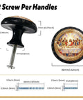 Last Supper Themed Round Cabinet Knobs 4 Pack Acrylic Drawer Pulls with dimensions shown, highlighting design details.