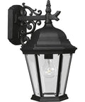 Welbourne Collection 1 Light Outdoor Wall Lantern with Clear Beveled Glass, old school traditional style, black textured finish