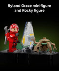 Project Hail Mary Microscale Spacecraft Model Collectible Set, featuring Ryland Grace and Rocky figures on a display base.