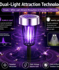 Solar Powered Outdoor Bug Zapper Beast Mosquito Trap For Yard And Garden With Purple And White Lights, Auto On At Dusk, Weatherproof Insect Killer For Patio Backyard Pathway