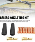 Gasless Flux Core Nozzle Tips Kit For Mig Welders, 15 Piece Set With 0.039 Inch Electrodes, two gasless nozzles, copper tips visible