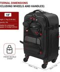 Underseat Roller Backpack With Wheels That Pass Airline Size Rules 18x14x8, front view, water-resistant with buckle strap, black.