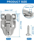 Duckbilled Zinc Alloy Box Hasp Lock Set 2 Pack Toggle Latches With Padlock Hole Silver Plated Finish product size details