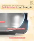 Built Tough Double Wall 304 Stainless Steel Chow Bowl For Small Dogs And Puppies showing double stainless steel layers and height measurement.