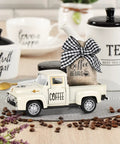 Metal Coffee Truck With Burlap Sack Farmhouse Kitchen Decor Mini Pickup For Your Coffee Station And Home Bar Accessories