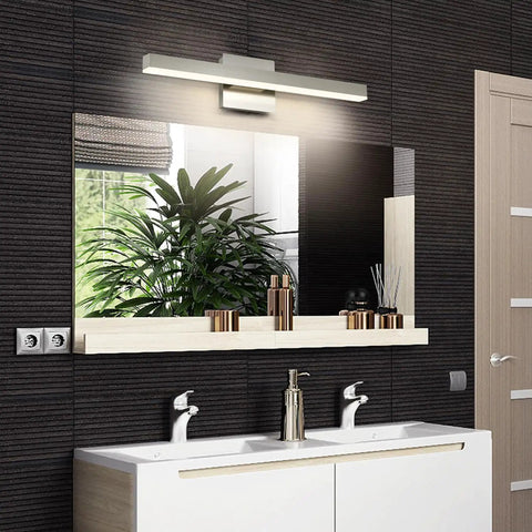Modern Slick LED Vanity Light Fixture For Bathroom Mirror Front Wall Mounted Sconces In Brushed Nickel 23.62 Inch 18W