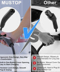 Comparison image showcasing ergonomic grip and built-in button of Level 2 EV Charger For Tesla Cars 40A NACS 240V.