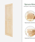 32x80 Inch Sliding Barn Door Slab With 5.5 Foot Hardware Kit Spruce Solid Wood Construction Easy DIY Assembly Rustic Barn Style Entry Door For Interior Rooms, front view with solid spruce wood.