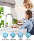 High Arc Single Handle Brushed Nickel Kitchen Faucet With Pull Down Sprayer And Deck Plate 304 Stainless Steel Lead Free Modern Design