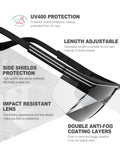 Side view of Anti Fog Safety Glasses With Side Shields UV400 Protection Tough As Nails Eyewear with black frame and lenses.