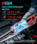 Cordless Three Eighths Inch Drive Ratchet Wrench Set With Dual 2000mAh Batteries, 40 Ft Lb Electric Torque And 150 Nm Manual Torque, 450 RPM, Sixteen Point Eight Volt Variable Speed, 7 Sockets And LED Light For Automotive And Heavy Duty Jobs.
