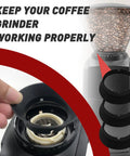 3 Piece Silicone Gasket Replacement Kit For Encore And Virtuoso Conical Burr Coffee Grinders, Durable Ring Seal That Fits Electric Grinders, Keeps Your Morning Brew On Point And Your Grinder Running Smooth. Black silicone gasket rings on a Baratza coffee grinder