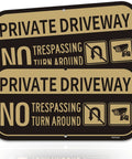 Two Ashoaza aluminum private driveway signs, 12x6 inches, No Trespassing Turn Around with camera icon, outdoor