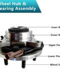 2 Pack Front Wheel Bearing Hub Assembly 515169 For Ford F-150 2015 2016 2017 4WD 6 Bolt ABS Sensor Wire Front Left Or Right Replacement Direct Fit OEM Style Design For 4X4 Vehicles - labeled parts diagram
