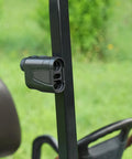 Magnetic Range Finder Holder Mount For Golf Carts With 3M Adhesive attached to black cart frame, compact setup