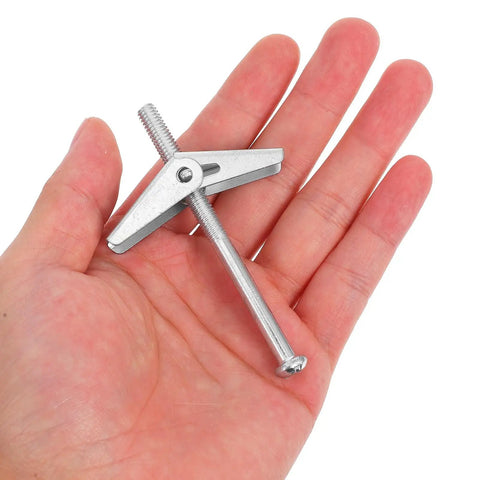 32 Piece Stainless Steel Toggle Bolts And Drywall Anchors Kit With Wing Nuts held in hand for size reference