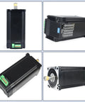 CNCTOPBAOS integrated Nema34 closed-loop motor and driver; four-view set, black housings, green terminals, 14mm shaft