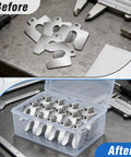 156 Piece Slotted Stainless Steel Shim Kit 4x4 Inch Shims For Leveling With Precision Thicknesses From.001 To.125 Inches in storage box