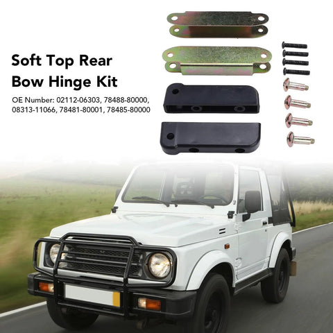 Soft Top Rear Bow Hinge Kit Beefed Up Heavy Duty Metal Bow Hinge Hardware With Screws Pins Nuts OE Compatible for Samurai SJ410 All Models