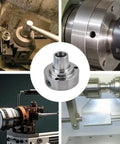 Beefy 5C Collet Lathe Chuck Closer With 5 Inch Plain Back in use on various lathes, featuring recessed 3.740x0.184 bore
