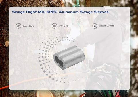 Badass Mil Spec Aluminum Swage Sleeves And Ferrule Clips For Seven Sixteenths Inch Oval Duplex Wire Rope Cable Crimping Loop Fixings Quick Install Heavy Duty Go To Gear Pack displayed on tree backdrop.