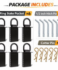Package includes of Beefy Heavy Duty Trailer Stake Pocket D Ring with Removable Adjustable Design 5400 Lb Working Load