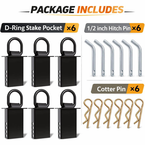 Package includes of Beefy Heavy Duty Trailer Stake Pocket D Ring with Removable Adjustable Design 5400 Lb Working Load