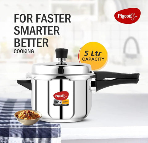 5 Quart Stainless Steel Pressure Cooker With Outer Lid For Stovetop And Induction Base Speedy Cookin With Even Heat