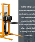 Tough Manual Straddle Pallet Stacker Powers Through 2200 Lbs Loads Without Breaking A Sweat Features hand hydraulic pump and 63 inch lift height.