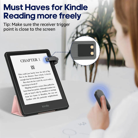 Universal Page Turner Remote For Kindle Kobo And Most Touchscreen E Readers Handy Clicker for reading novels with wrist strap in use