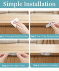 Step-by-step installation guide showing application of Straight Up Tough Clear Rubber Wall Saver Pads 12 Piece Kit.