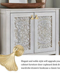 Six Piece Golden Ginkgo Leaf Cabinet Knobs, Smooth Drop Pendant Pull Handle Hardware For Drawers And Wardrobes displayed on cabinet.