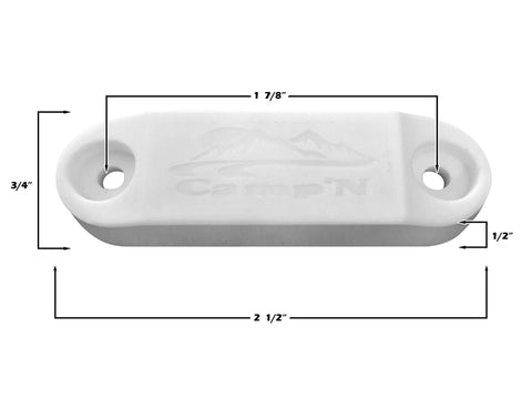Magnetic RV Door Holder Set White Five Pairs For Secure Trailer Door Closure with dimensions and mounting holes visible