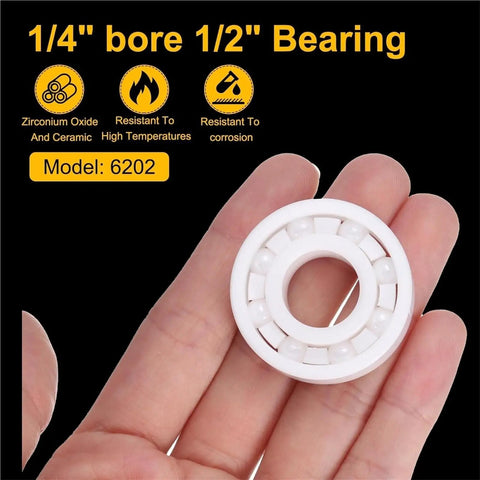 Heavy Duty CE 6202 Full Ceramic Zirconia Ball Bearings 15 X 35 X 11 Mm Oil Free precision bearing in hand.