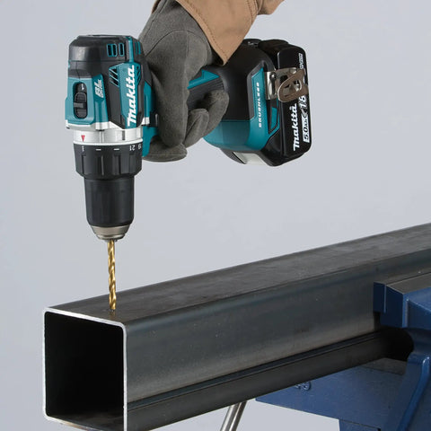 Top Shelf 18V Lithium Ion Brushless Drill Driver With Electric Brake Led Work Light And 21 Torque Settings Badass Keyless Chuck Variable Speed Trigger Is Hella Smooth For Deck Building Or Drywall Renovation Projects Tool Only drilling into metal beam.