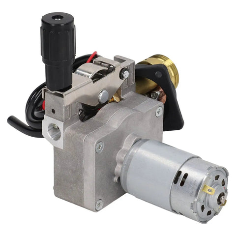Close-up of a 24V MIG MAG Wire Feed Motor for Welding Equipment with adjustable feed speed, lightweight aluminum body.