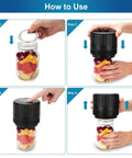 Steps to use Mason Jar Vacuum Sealer Kit For Wide Mouth And Regular Mouth Jars, Electric Automatic Sealer With Opener, VP06 Plus.