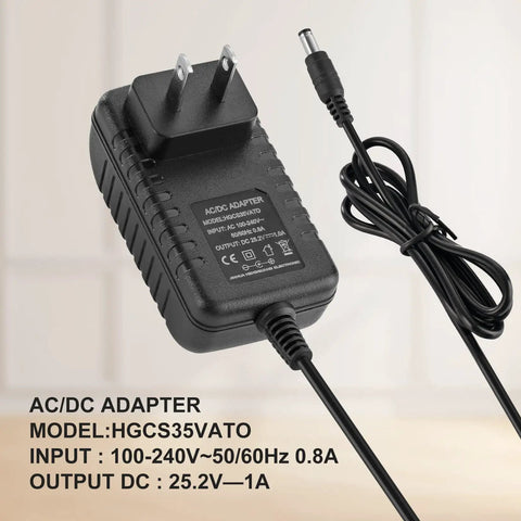 Powerful Massage Gun Charger Cable 24V To 25.2V 1A For Percussion Massage Guns, black AC/DC adapter, 100-240V input