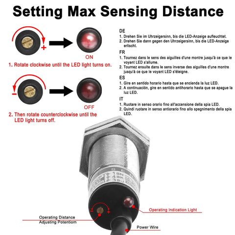 No Nonsense M18 Shielded Capacitive Proximity Sensor Switch LJC18A3-5-Z/AY 5mm Detection 10 30V DC 200mA Output PNP Normally Closed 3 Wire Blue Housing Dielectric Object Sensor For Easy Mounting, M18 sensor with LED and adjustment screw