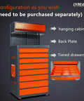 Heavy Duty Rolling Tool Cabinet With Consumables Parts Divider Cabinet For Workshop, Industrial Steel Storage Cart With Locking Doors, Rust Proof Finish, Scratch Resistant Surface And Easy Glide Wheels, orange drawers