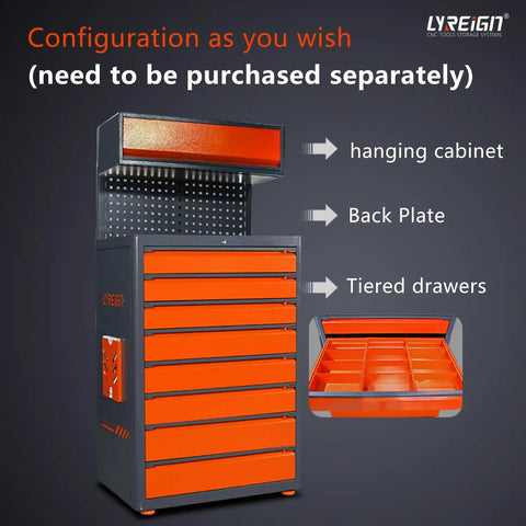 Heavy Duty Rolling Tool Cabinet With Consumables Parts Divider Cabinet For Workshop, Industrial Steel Storage Cart With Locking Doors, Rust Proof Finish, Scratch Resistant Surface And Easy Glide Wheels, orange drawers
