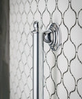 Close-up of Beefy 18 Inch Chrome Stainless Steel Bathroom Grab Bar For Safe Shower Or Tub Supports Up To 500 Lbs