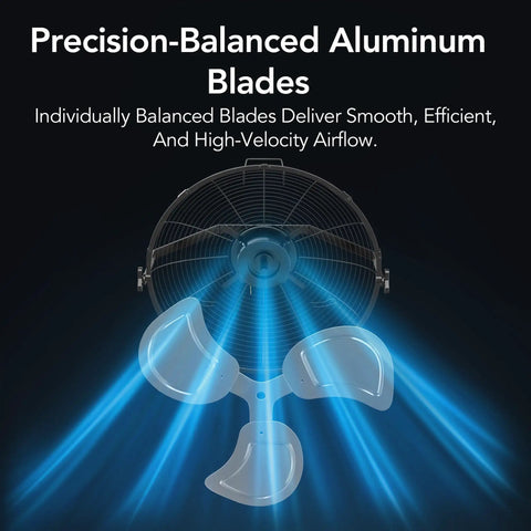 Industrial 20 Inch High Velocity Fan with precision-balanced aluminum blades for efficient airflow