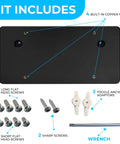 Zero Hassle License Plate Bracket Adapter Kit For Subaru WRX STI Forester Crosstrek Impreza 2012 To 2023 components including screws and wrench.